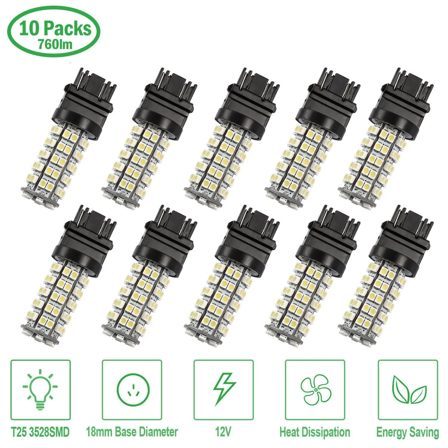 10-Pieces: LED Car Light Bulbs
