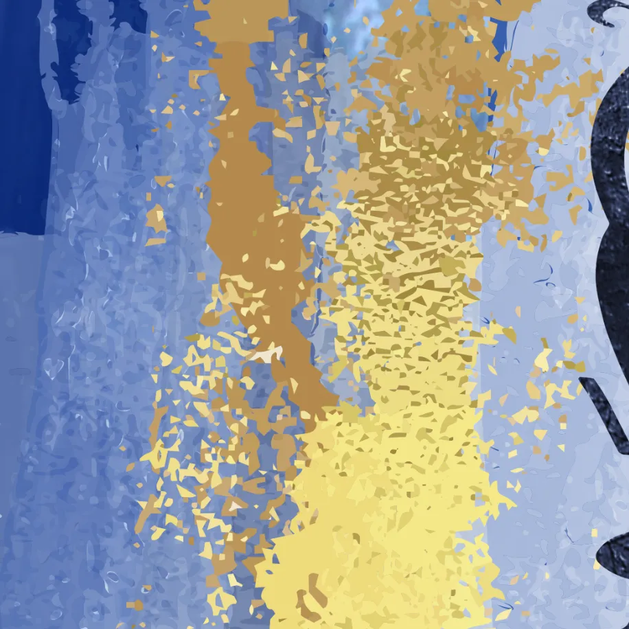 4 Quls-Modern ISLAMIC HOME DÉCOR-Blue Gold White and Gray-Thuluth-Giclée Fine Art Print