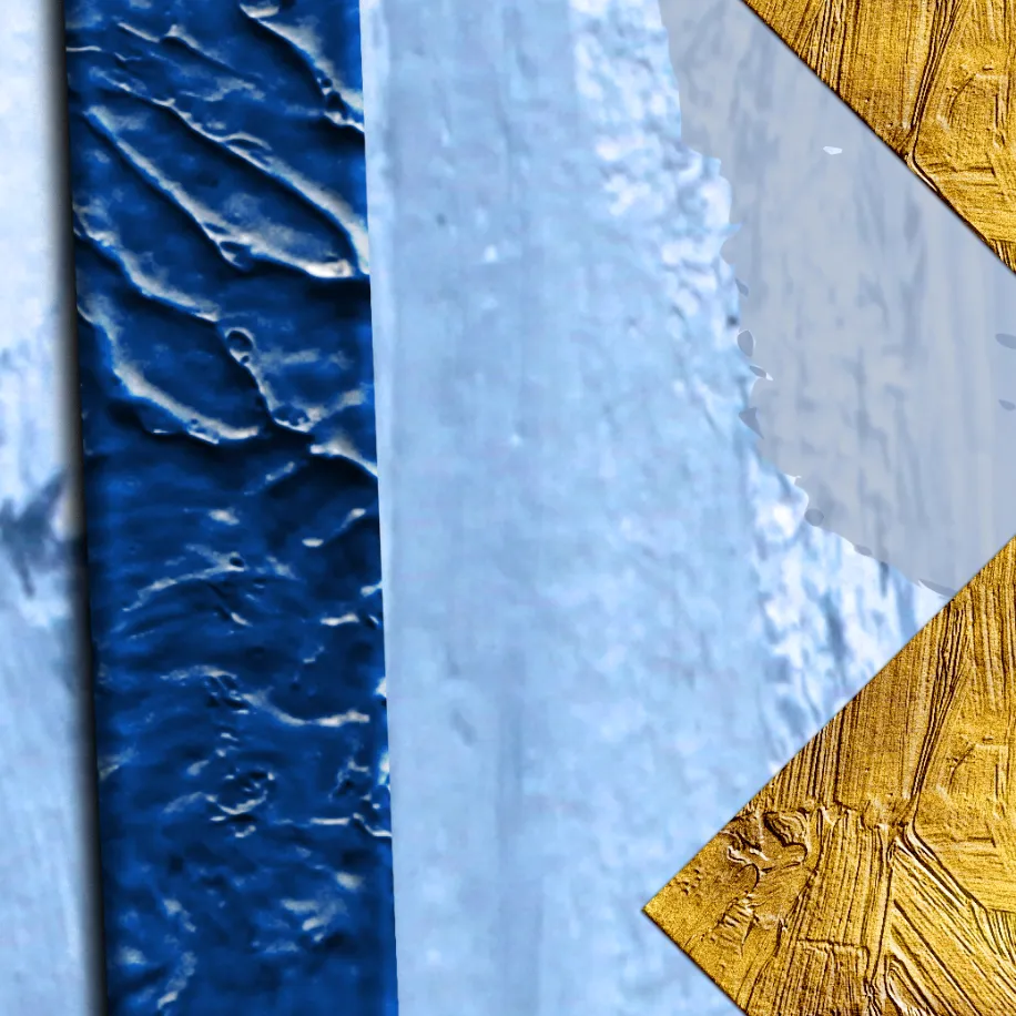 4 Quls-Modern ISLAMIC HOME DÉCOR-Blue Gold White and Gray-Thuluth-Giclée Fine Art Print
