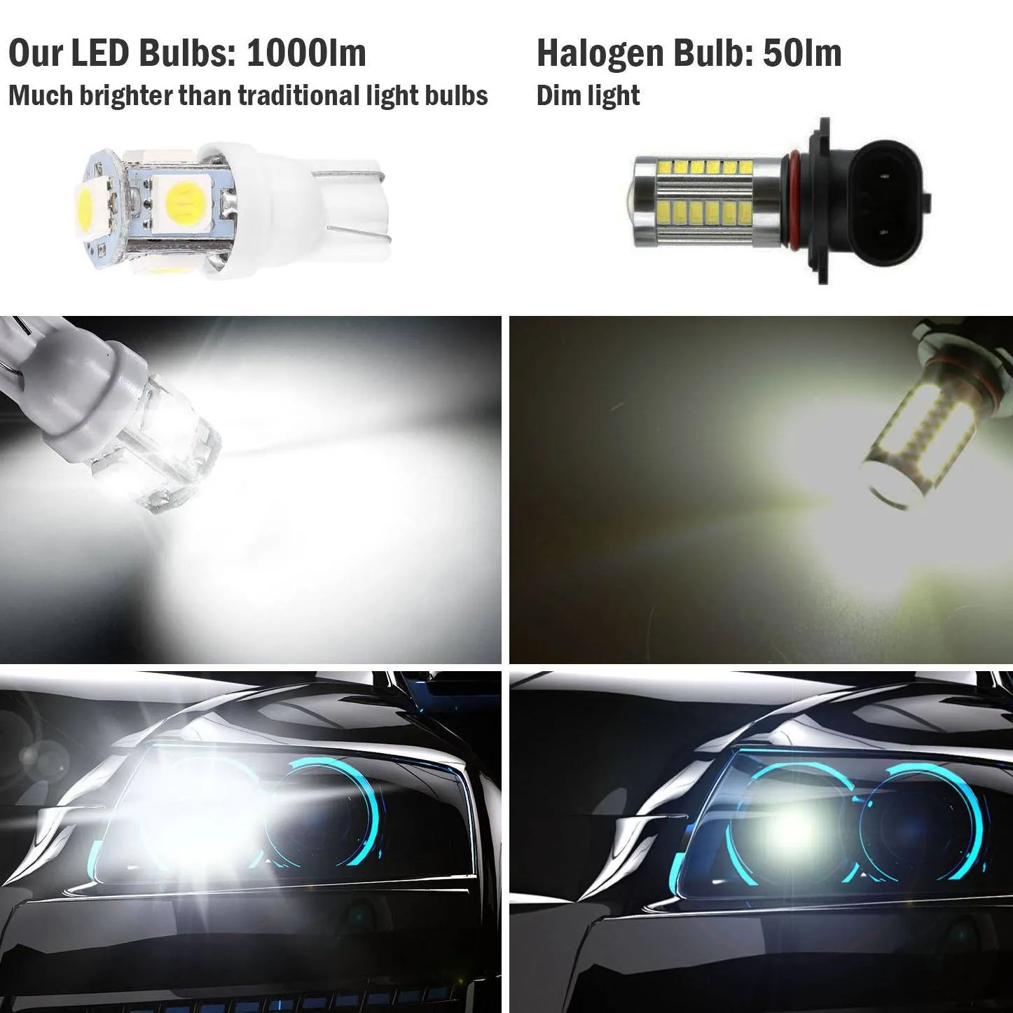 50-Piece: LED Car Light Bulbs