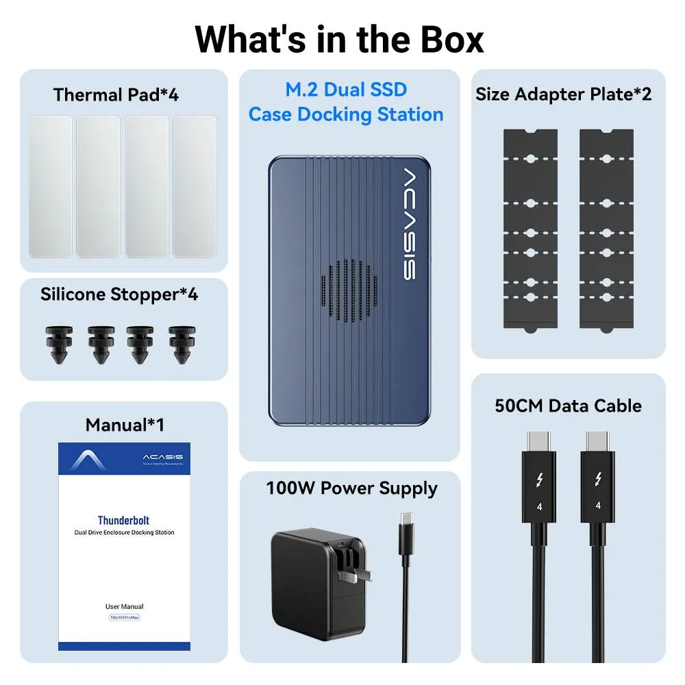 Acasis 40Gbps Thunderbolt 3 M.2 NVMe 2 Bay RAID SSD Enclosure