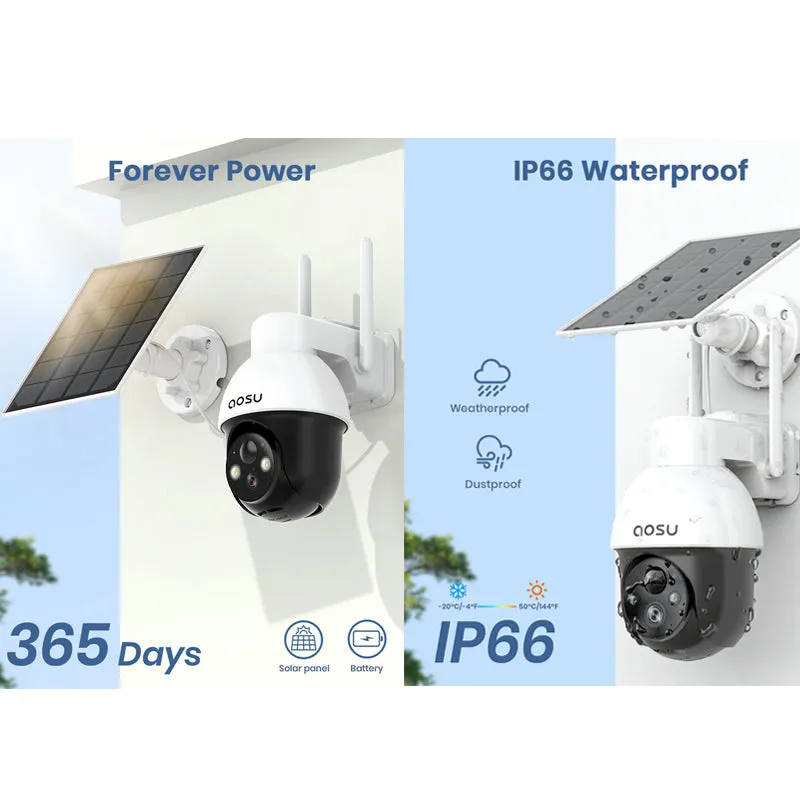 Aosu C9L 4MP PT Battery Camera with Solar Panel