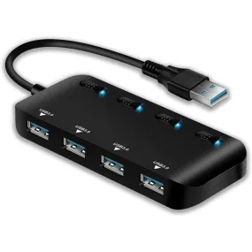 APANAGE 4-Port Powered USB 3.0 Hub Splitter