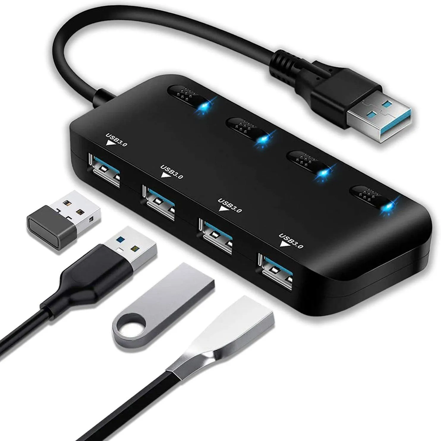 APANAGE 4-Port Powered USB 3.0 Hub Splitter