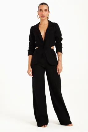 Blazer De Linho Com Abertura Na Cintura Zen