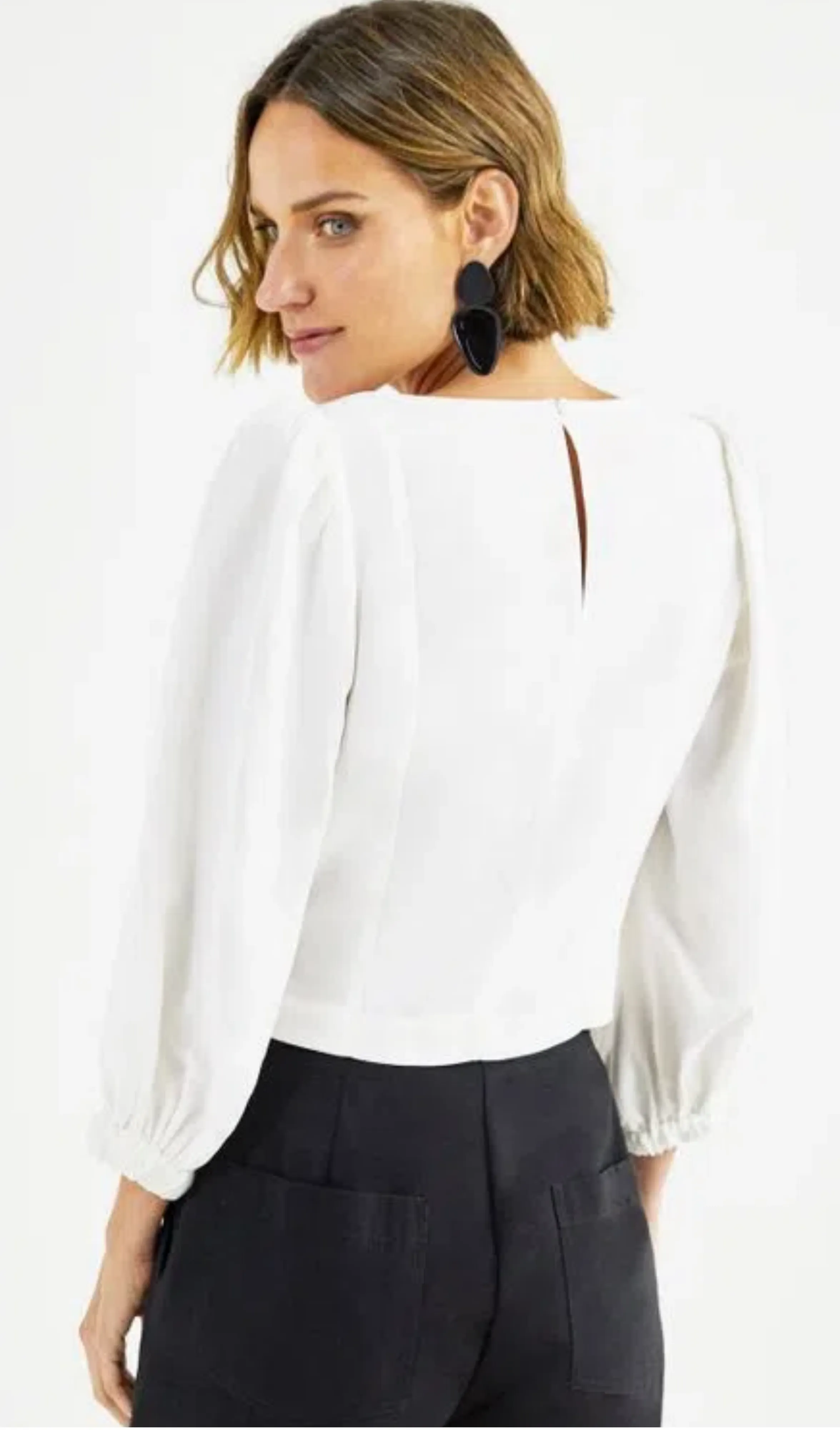 Blusa Cropped Manga Bufantes Shoulder