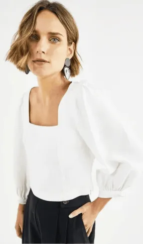 Blusa Cropped Manga Bufantes Shoulder