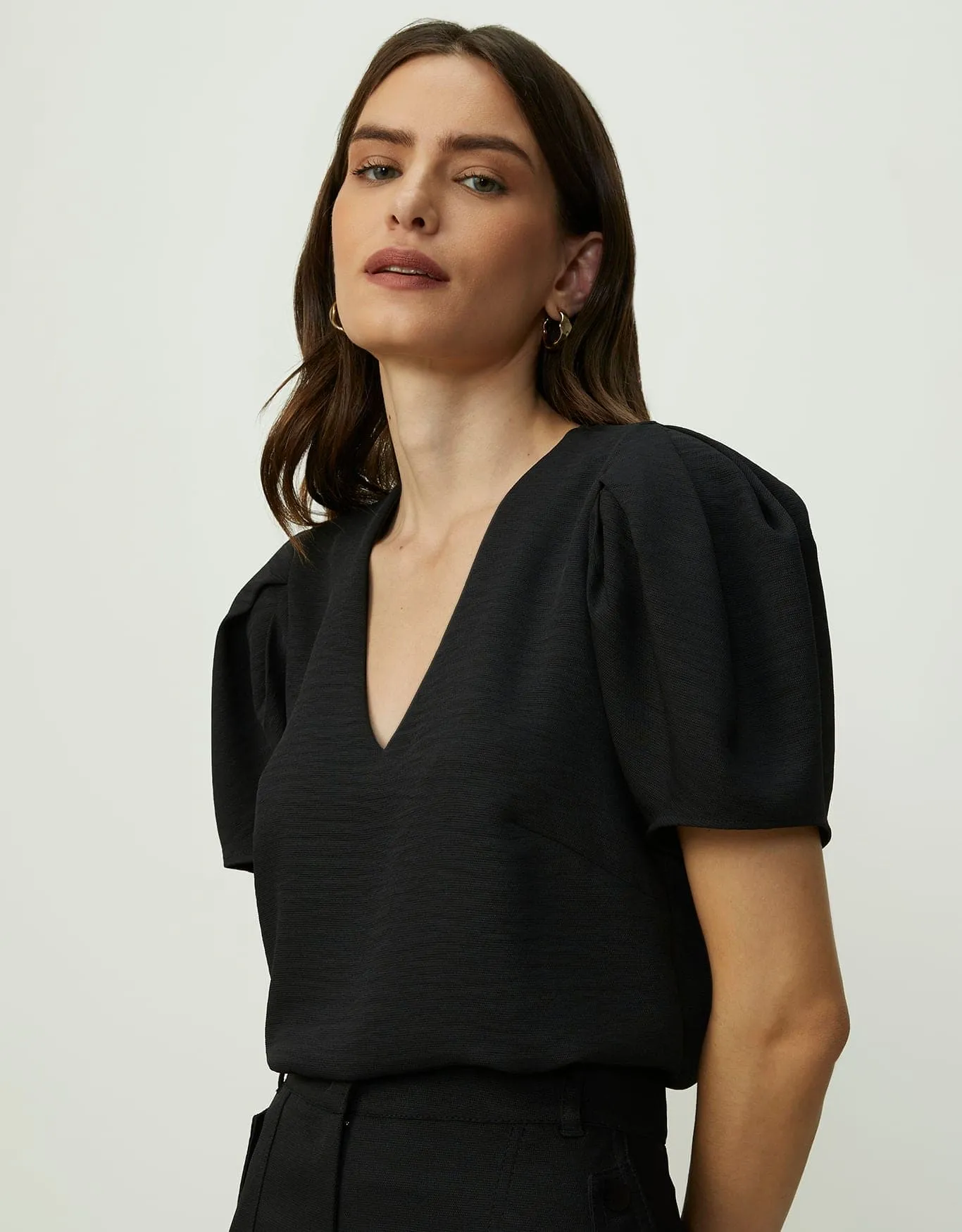 Blusa decote v Shoulder