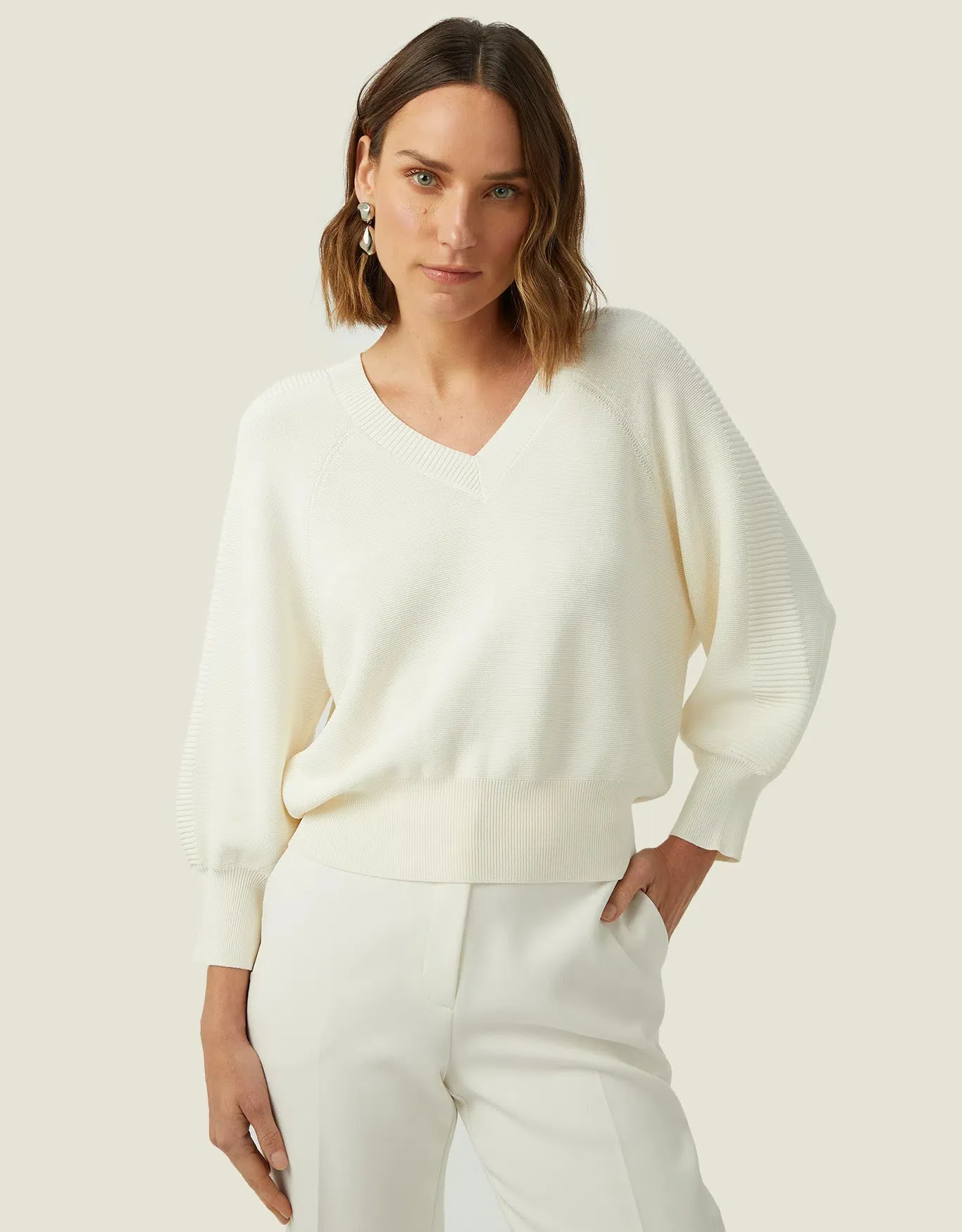 Blusa Tricot Detalhe Canelado Shoulder