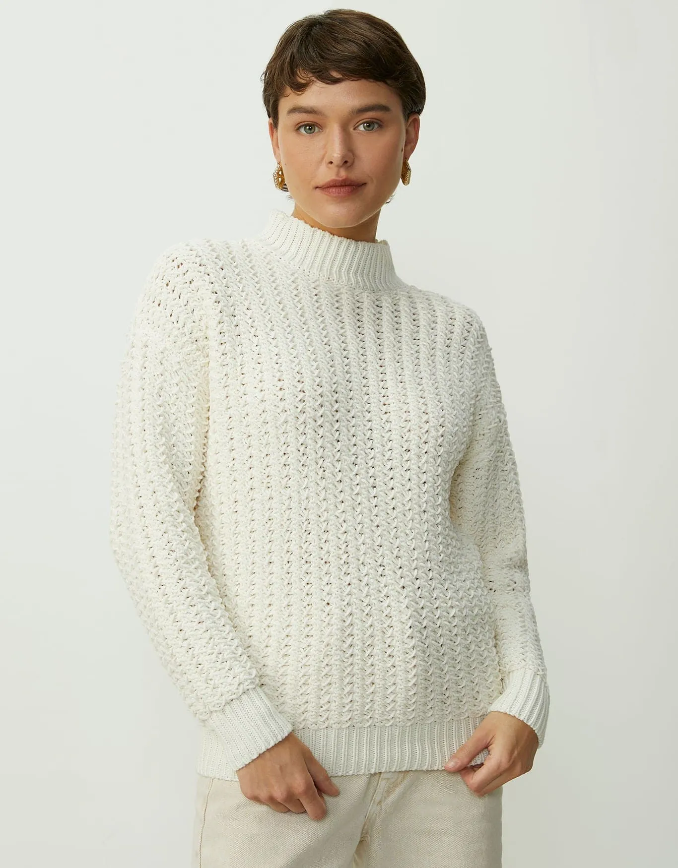 Blusa tricot mix de fios Shoulder