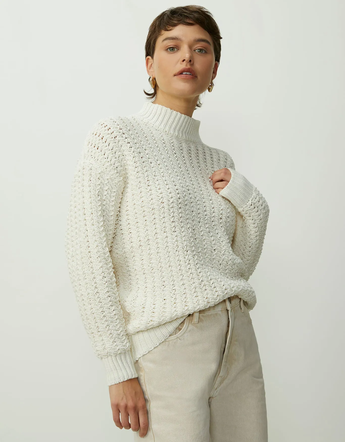 Blusa tricot mix de fios Shoulder