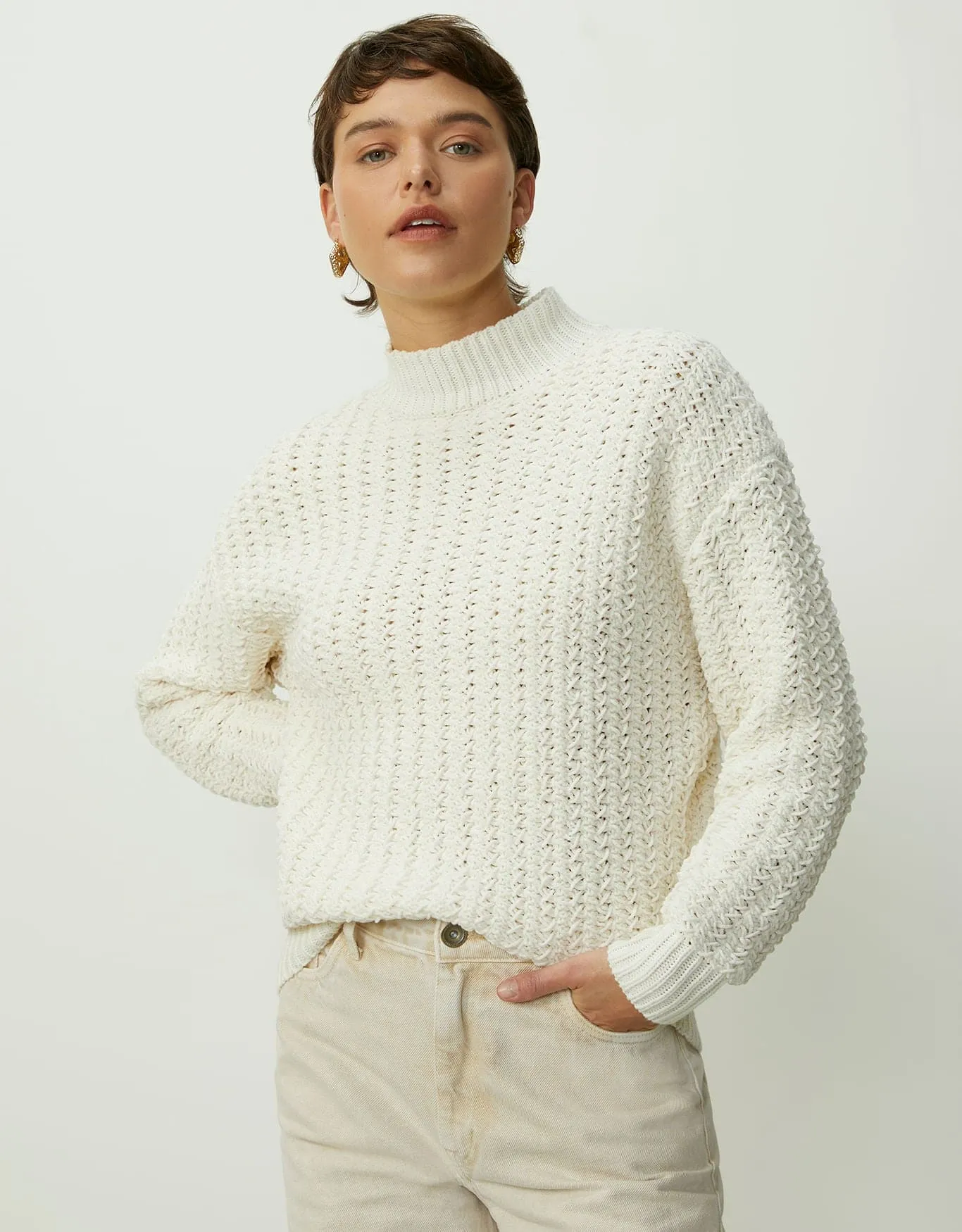 Blusa tricot mix de fios Shoulder