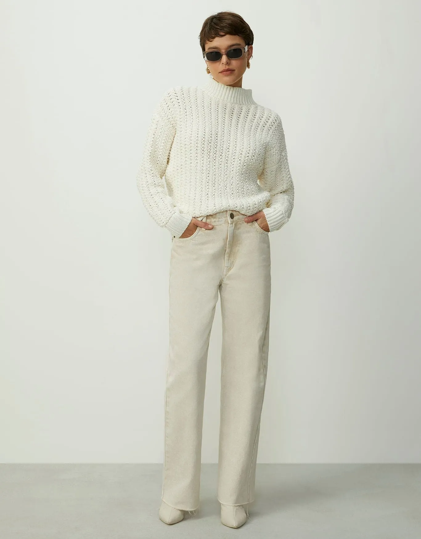Blusa tricot mix de fios Shoulder