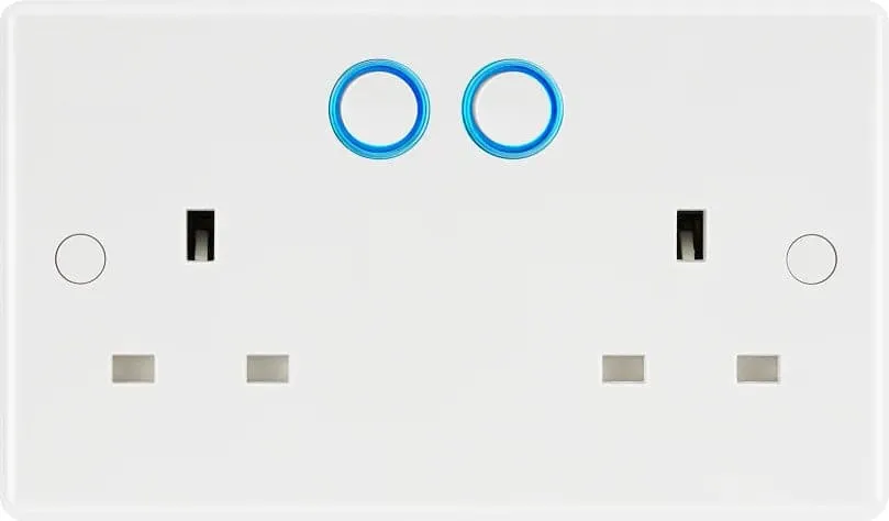 British General Slim Nexus Double Switched 13A Power Socket   Smart Home Control - White