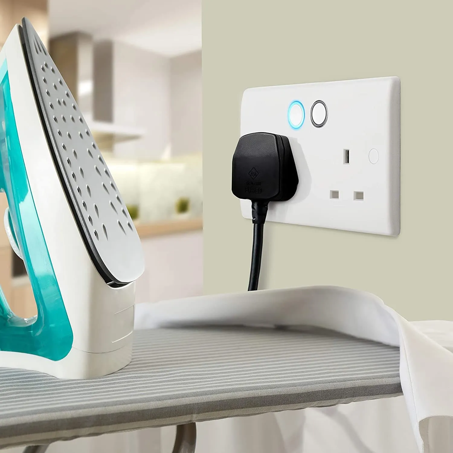 British General Slim Nexus Double Switched 13A Power Socket   Smart Home Control - White