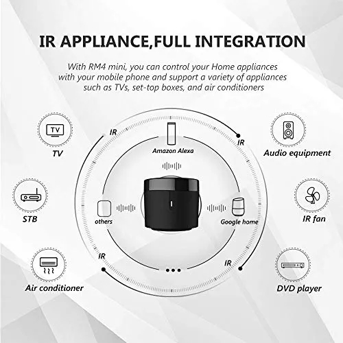 Broadlink RM4 Mini Universal IR Audio Video Remote Control, Smart Home Wi-Fi Remote Hub, Compatible with Alexa