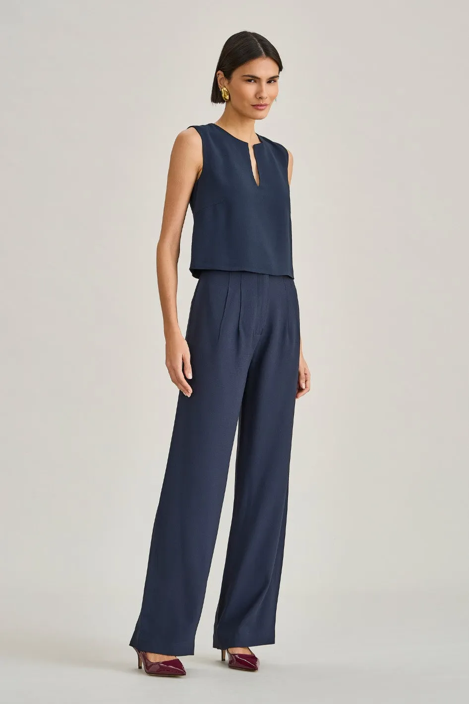 Calça de Alfaiataria Azul Marinho Luiza