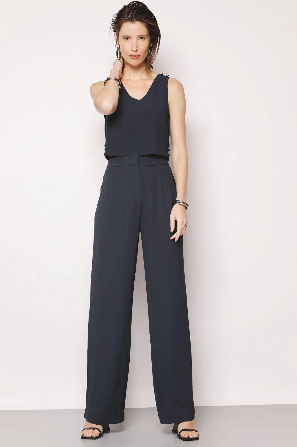 Calça de Alfaiataria Azul Marinho Luiza