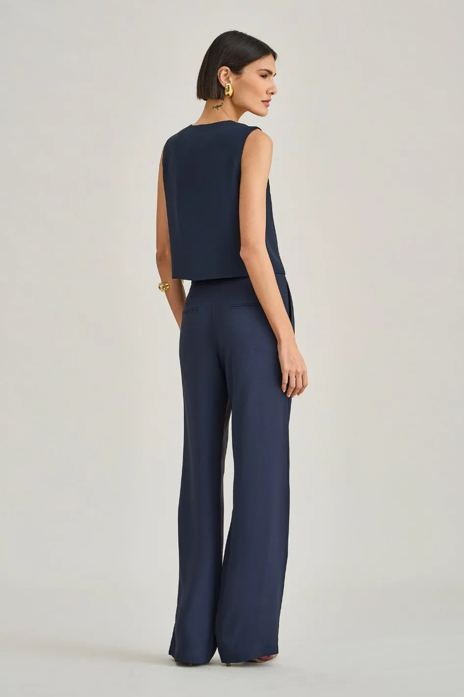 Calça de Alfaiataria Azul Marinho Luiza
