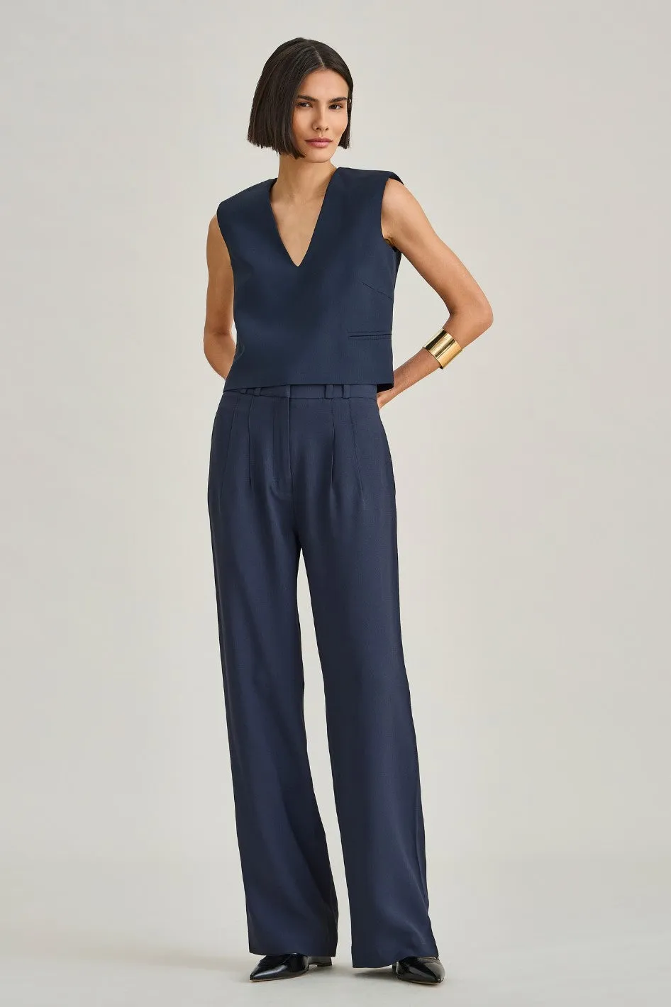 Calça de Alfaiataria Azul Marinho Luiza