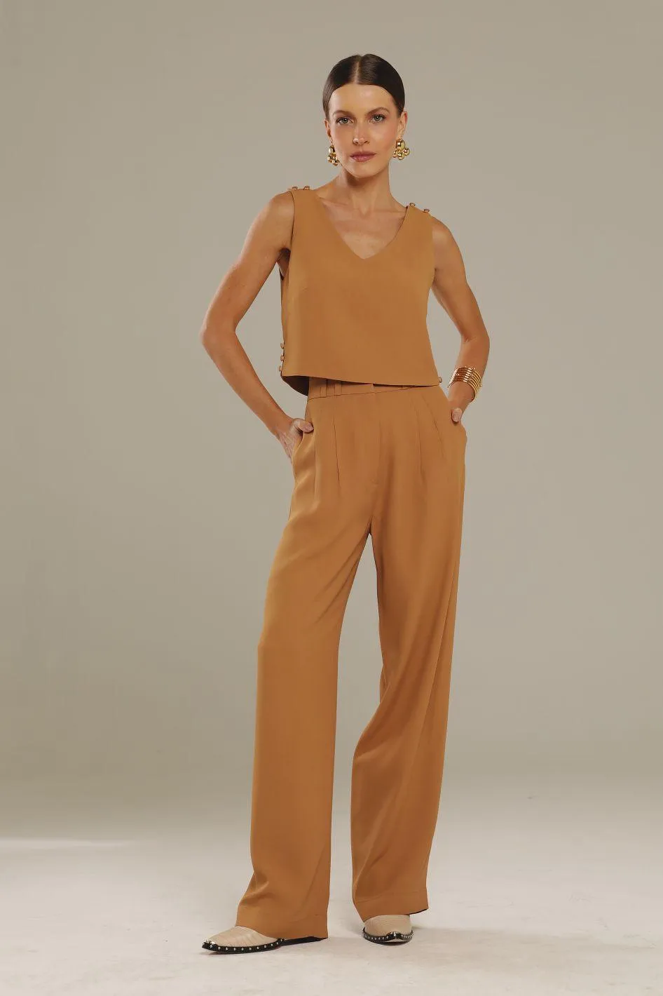 Calça de Alfaiataria Caramelo Luiza