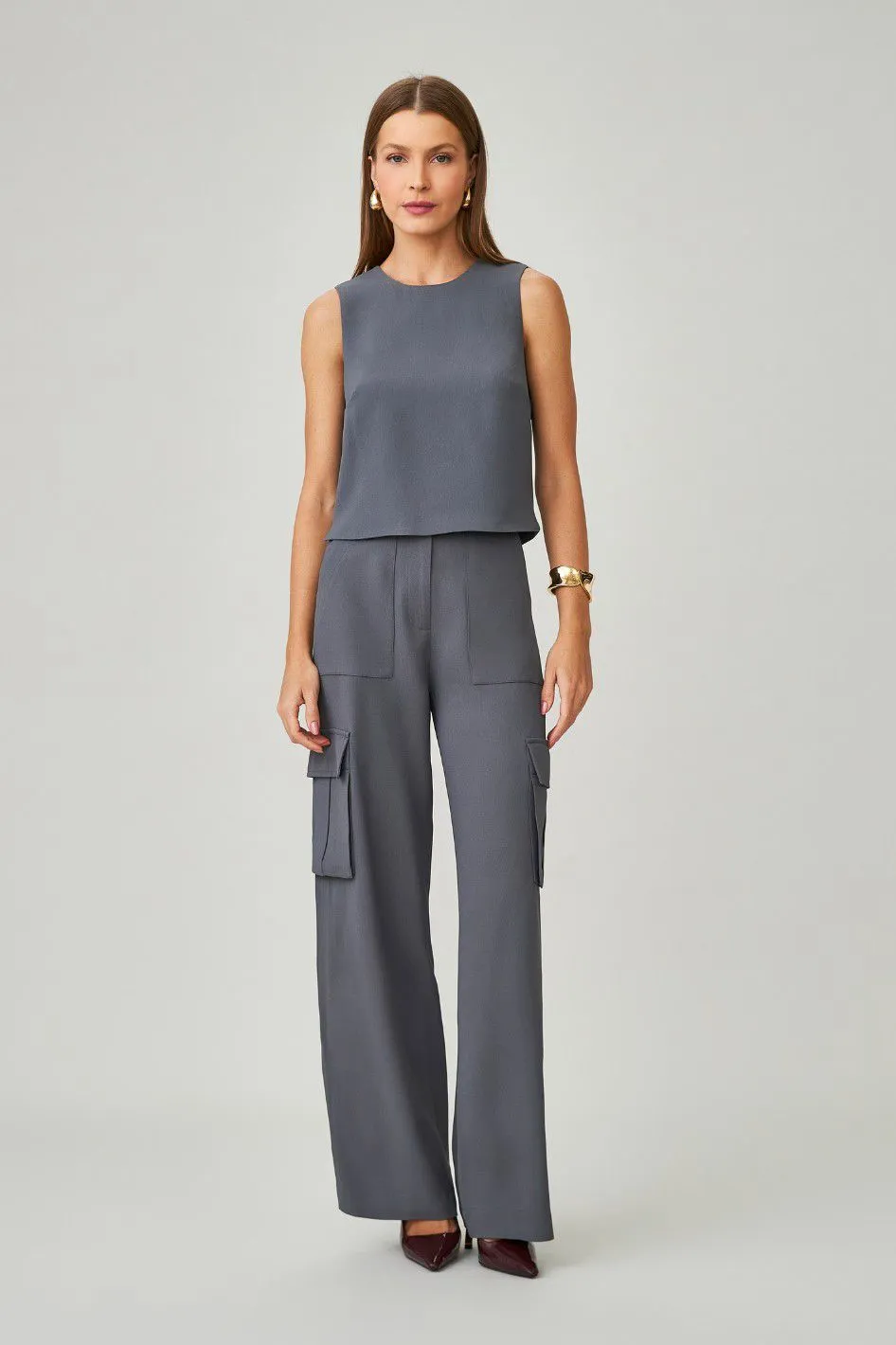 Calça de Alfaiataria Cinza Lucia