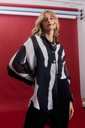 Camisa Social Aberta Transparência Recortes UNA