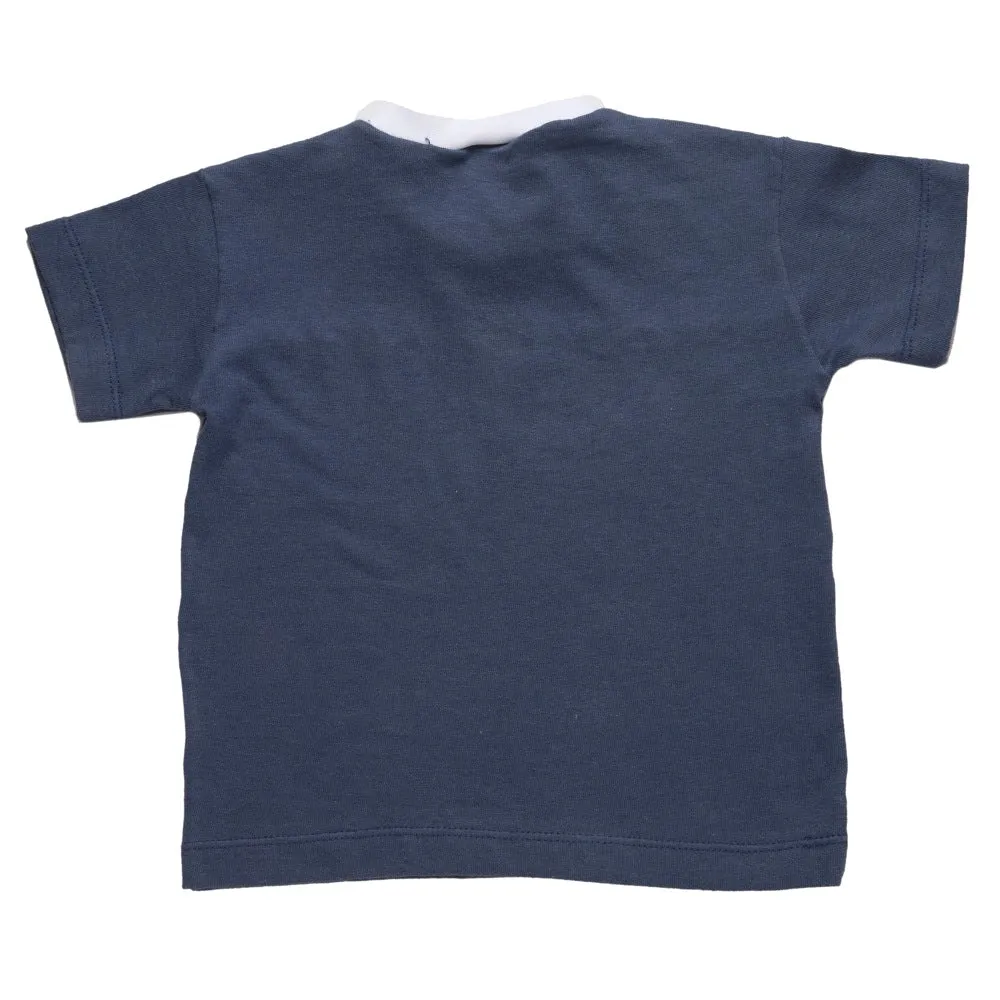 Camiseta Azul e Branco