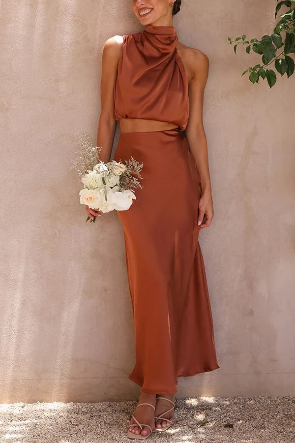Conjunto Esther Top e Saia Cetim