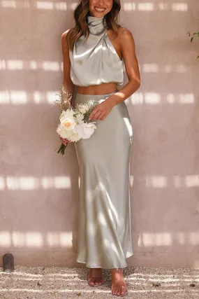 Conjunto Esther Top e Saia Cetim