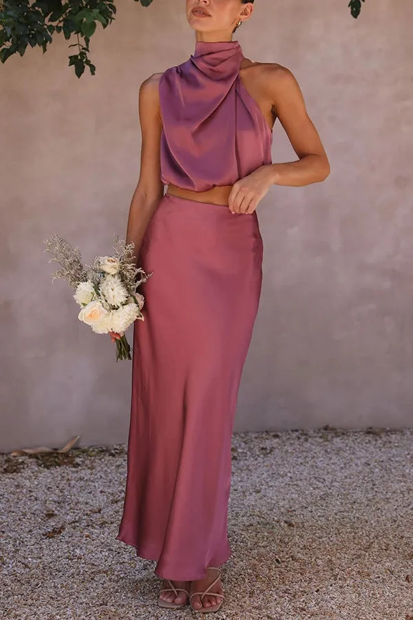 Conjunto Esther Top e Saia Cetim