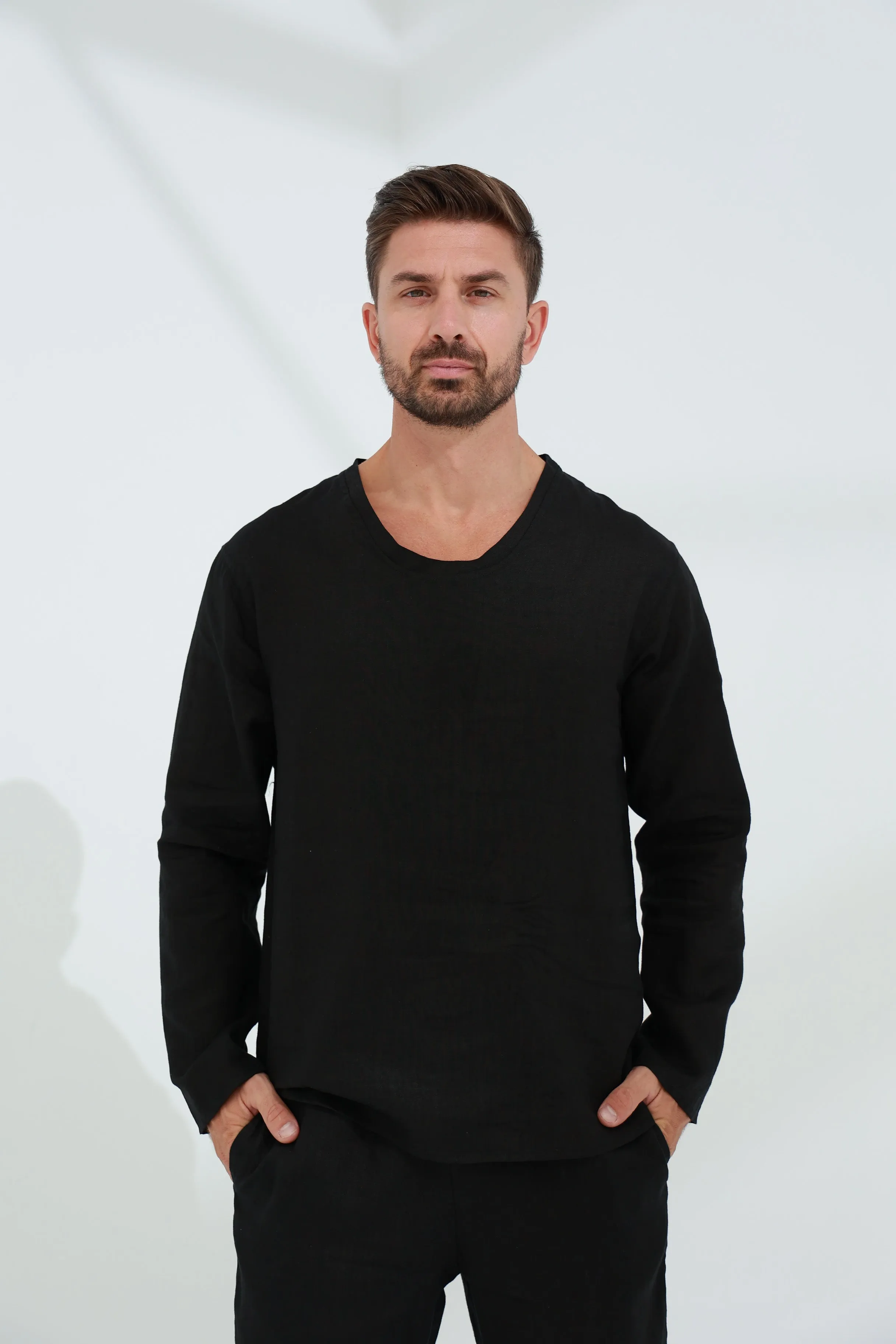 Ditta Men's Linen Top Black