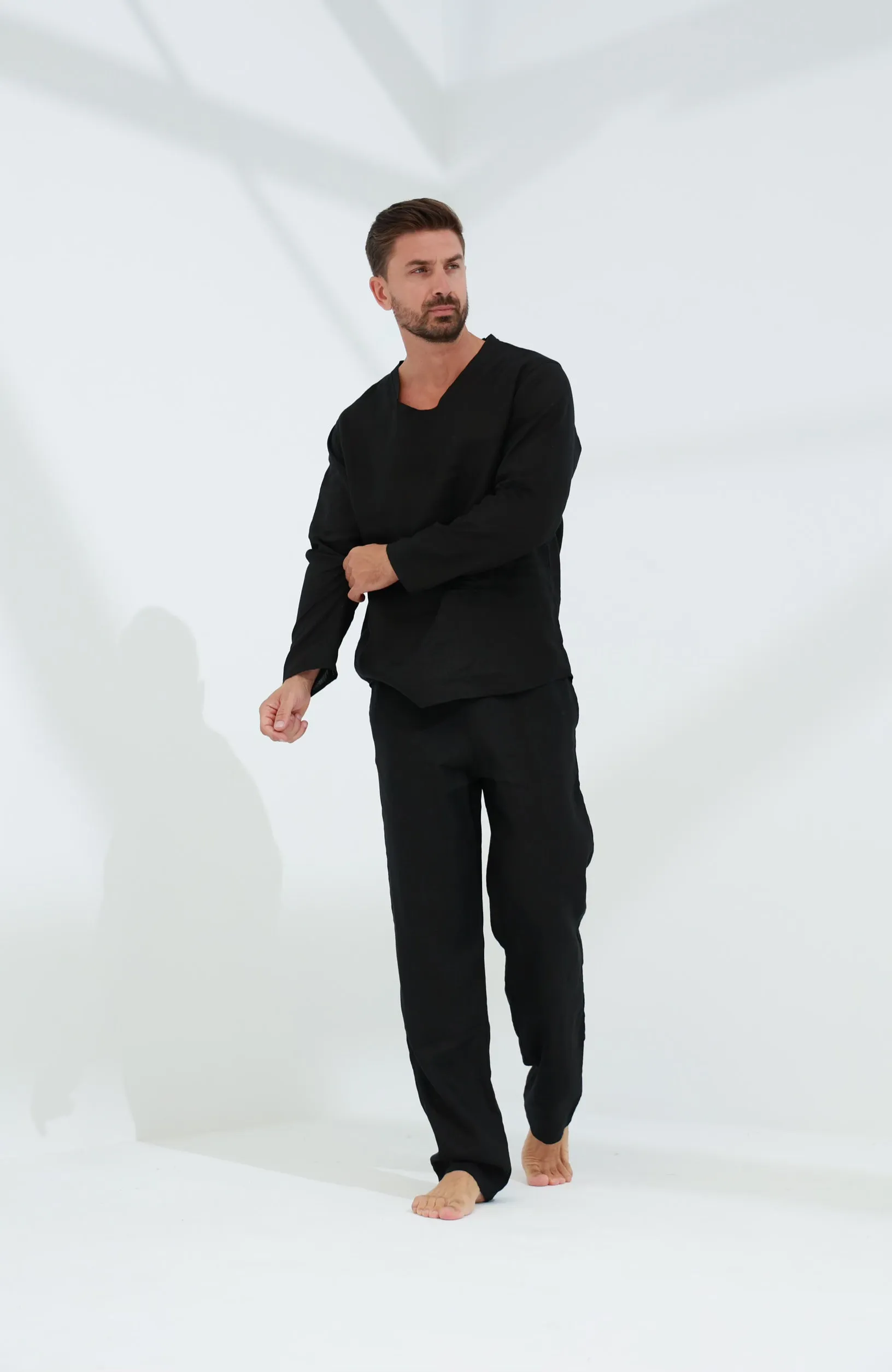 Ditta Men's Linen Top Black