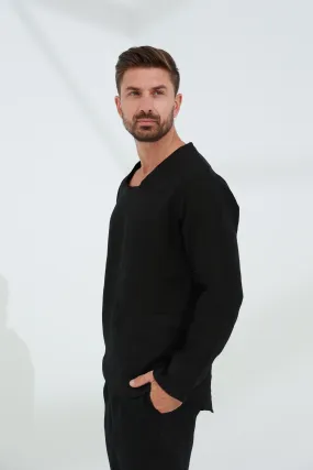 Ditta Men's Linen Top Black