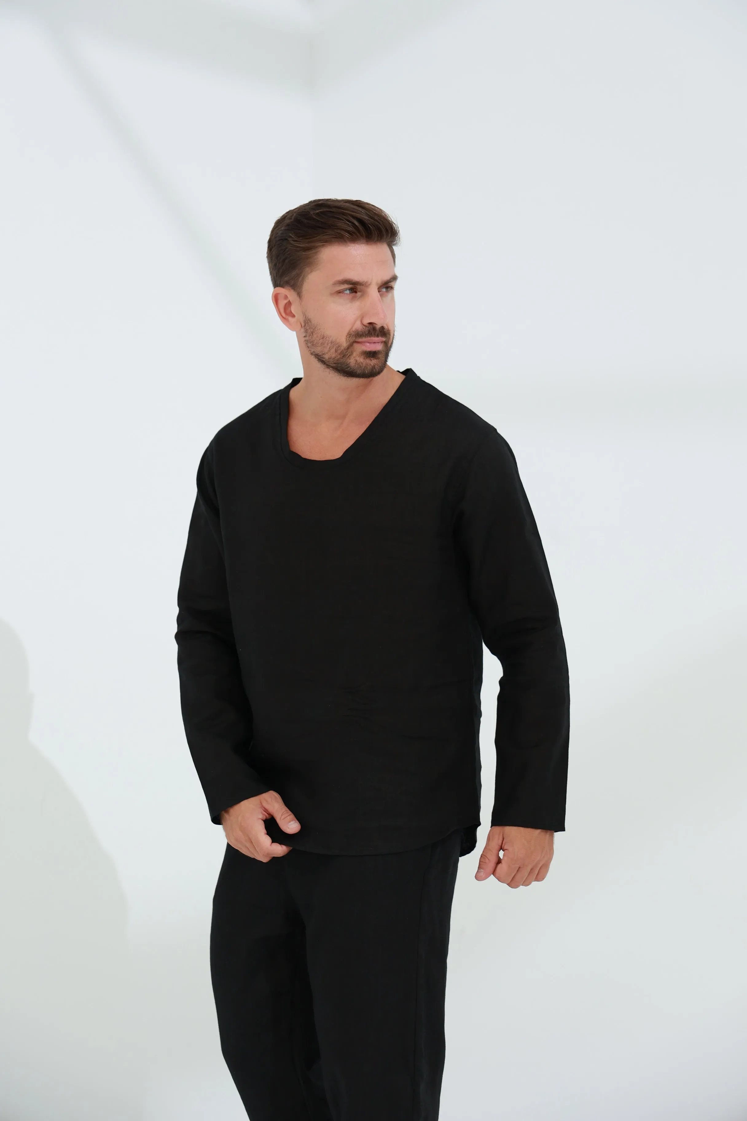 Ditta Men's Linen Top Black