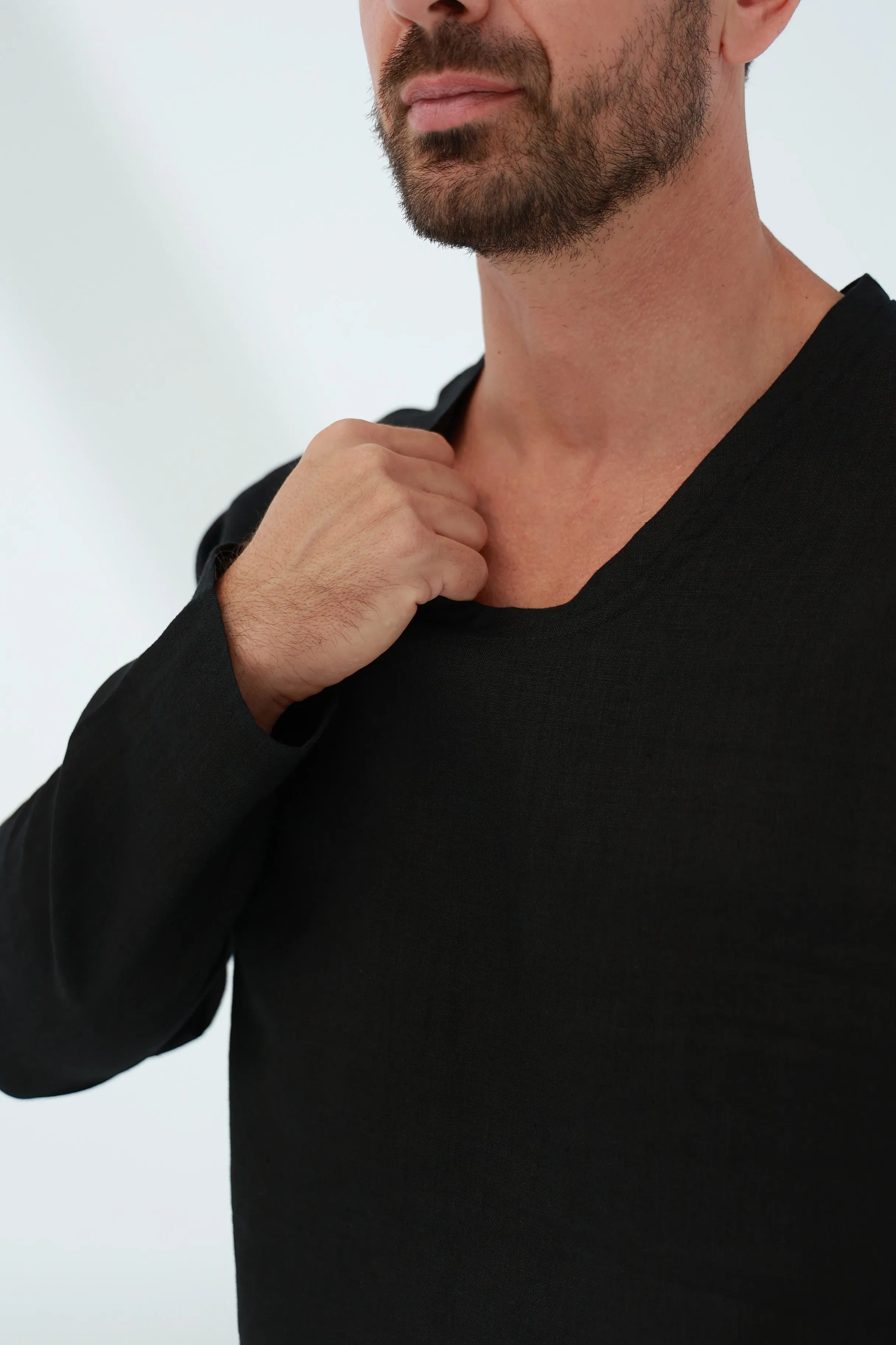 Ditta Men's Linen Top Black