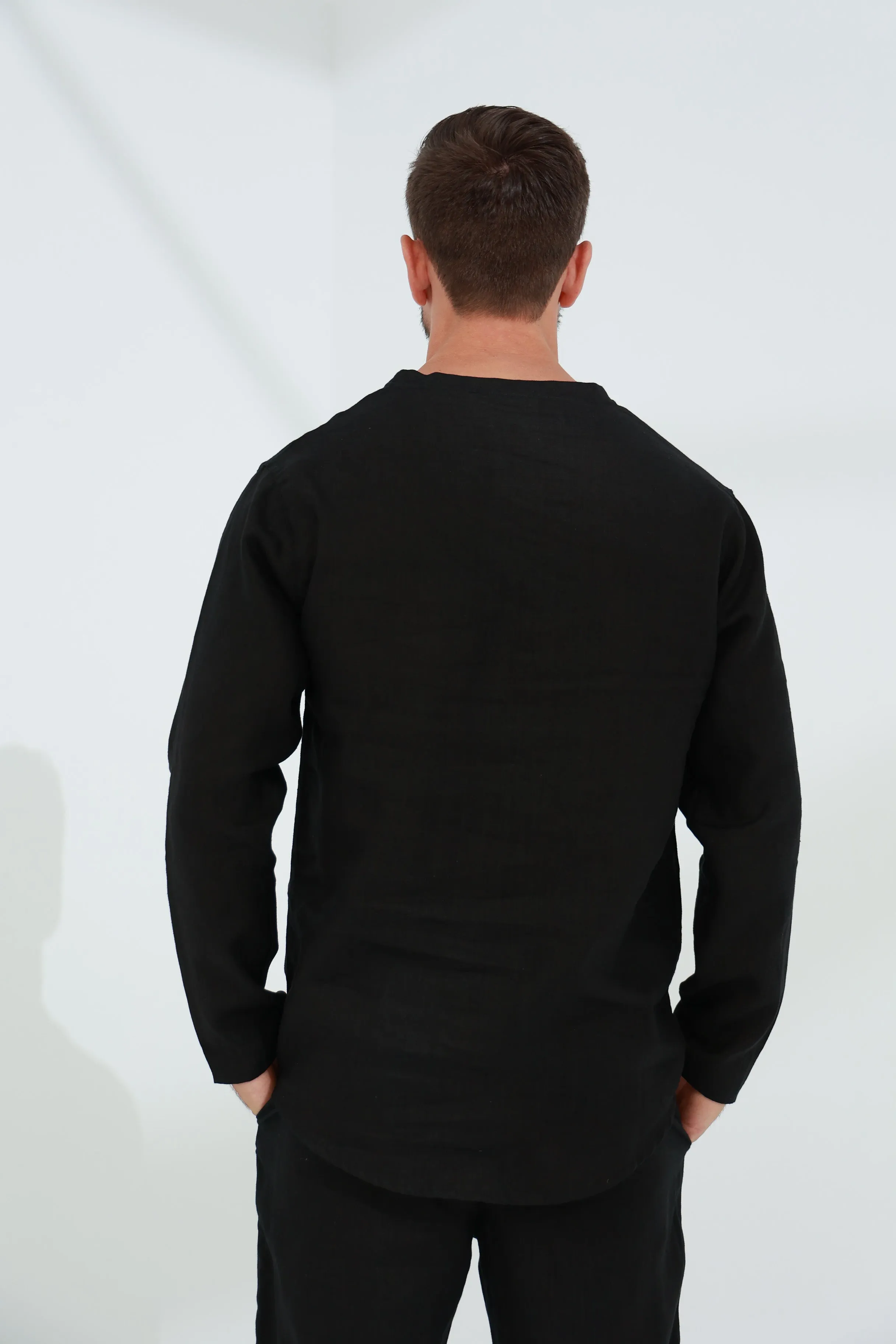 Ditta Men's Linen Top Black