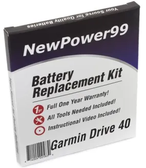 Garmin Drive 40LM Battery Replacement Kit with Tools, Video Instructions and Extended Life Battery
