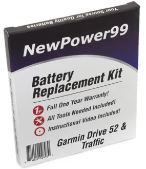 Garmin Drive 52 & Traffic Battery Replacement Kit with Tools, Video Instructions and Extended Life Battery