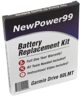 Garmin Drive 60LMT Battery Replacement Kit with Tools, Video Instructions and Extended Life Battery
