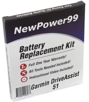 Garmin DriveAssist 51 Battery Replacement Kit with Tools, Video Instructions and Extended Life Battery