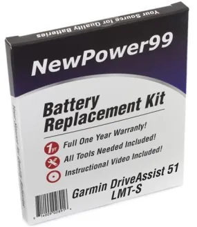 Garmin DriveAssist 51LMT-S Battery Replacement Kit with Special Installation Tools, Extended Life Battery and Full One Year Warranty