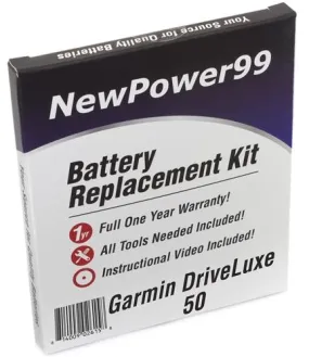 Garmin DriveLuxe 50 Battery Replacement Kit with Tools, Video Instructions and Extended Life Battery