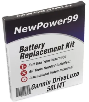 Garmin DriveLuxe 50LMT Battery Replacement Kit with Tools, Video Instructions and Extended Life Battery