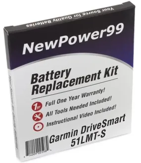Garmin DriveSmart 51 LMT-S Battery Replacement Kit with Tools, Video Instructions and Extended Life Battery