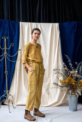 Half Sleeve Top - Brown Mixed Weave Khadi