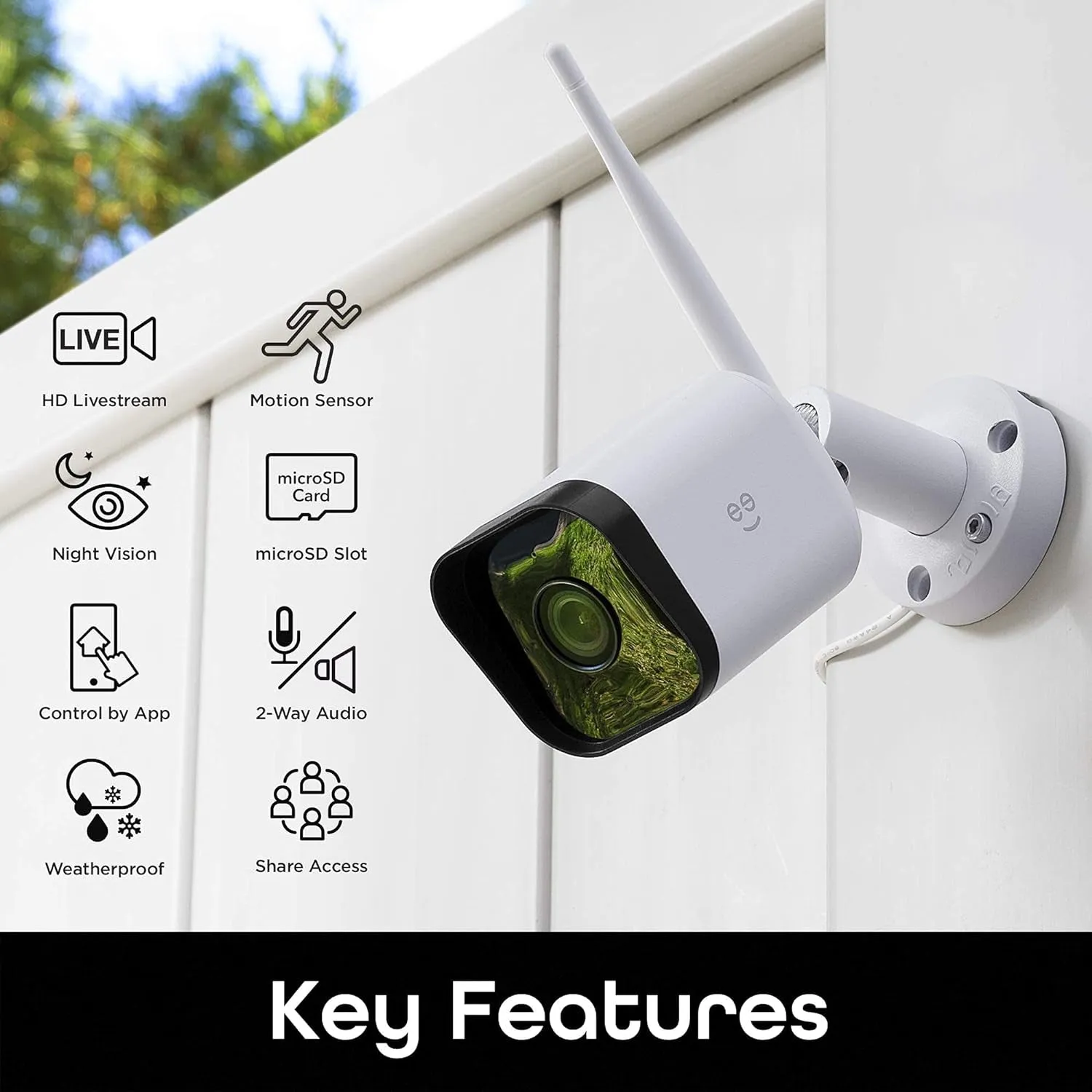 Hawk 3 Outdoor Camera for Home Security, Smart Surveillance, Wifi, Night Vision, Motion Alert, 2-Way Audio, 1080P HD, Works with Alexa, Google Home - 2 Pack