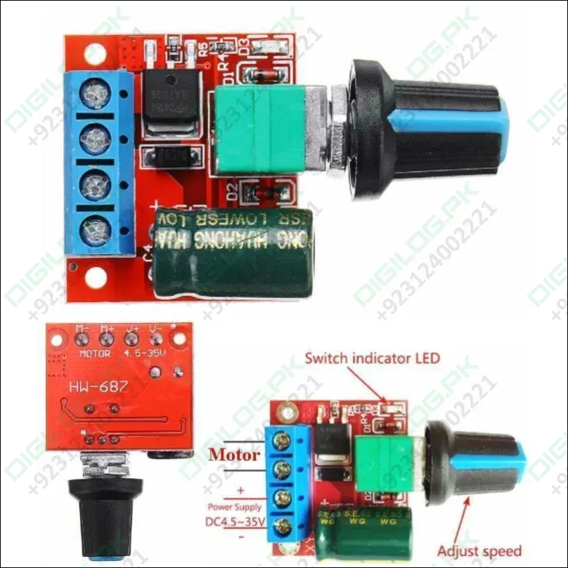 HW-687 5A Mini Dc Motor PWM Speed Controller Module Dc Dimmer