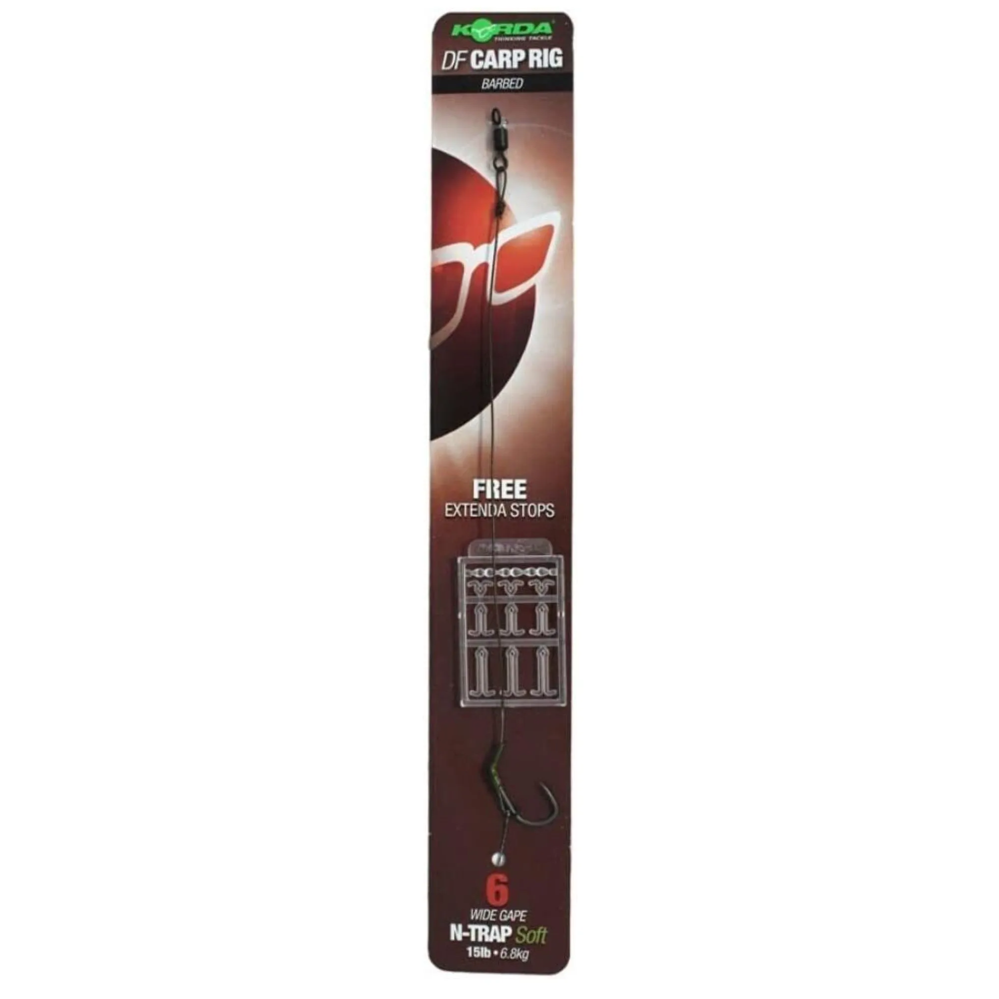 Korda N Trap DF Rig Wide Gape Barbless 10 15lb, KCR037