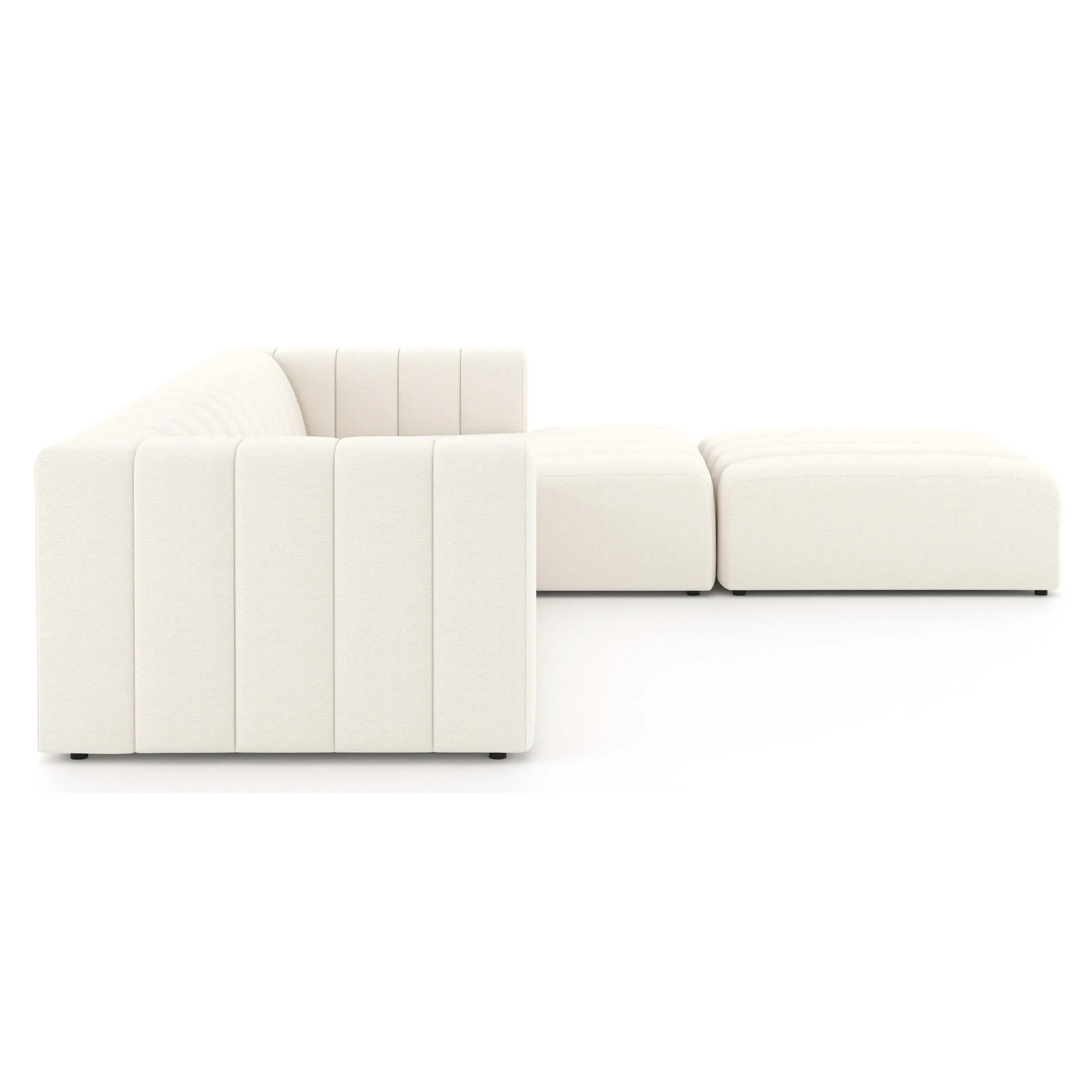 Langham Channeled 3-Piece Sectional w/Ottoman, Fayette Cloud